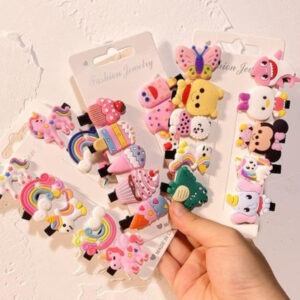 30pc rainbow, unicorn, ice cream hair and paper clips set for kids and babies (multicolour)