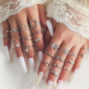 galaxy silver plated rings, set of 23 rings..