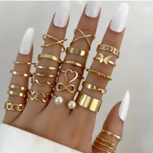 women gold plated contemporary stackable rings set of 23