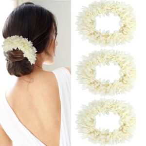 Hair mogra scented rubber band gajra hair accessories for women and girls | white free size | 35 gm | pack of 3