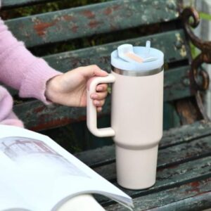 1200ML stainless steel tumbler with handle, lid and straw