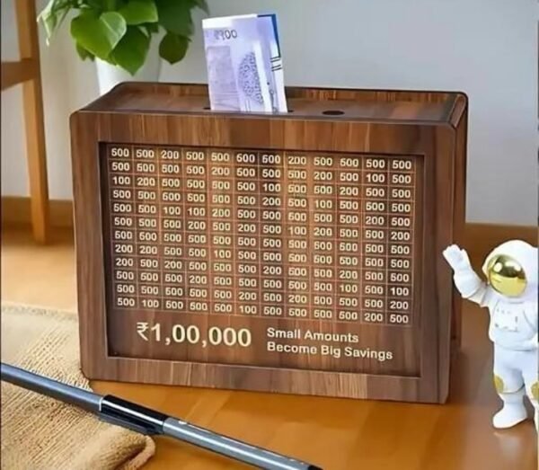 K Crafts Wooden Money Piggy Bank, Money Saving Box