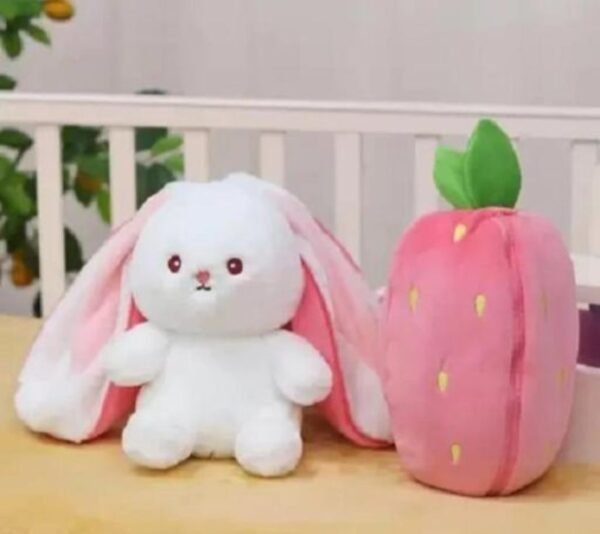 TWOLOVER Strawberry Bunny Plush Toy - Adorable Strawberry Rabbit Plushie - 35 cm  (Pink) - Image 5