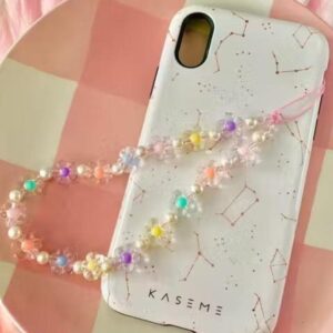 Phone strap with crystal beads and pearl🔮