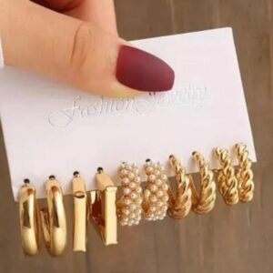 5 pieced earrings creative retro pearl earring for girls and women