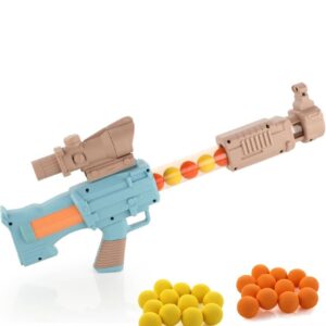 Space explorer gun toy with 12 orange and 12 yellow soft foam ball for indoor play, safe to play