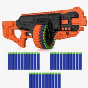 Street Viper Big Blaster Motorized Dart Gun Toy Includes 30 Soft Foam Bullet Darts, 60-Foot Firing Range, Rechargeable Electric Battery Design for Boys Girls, Above 5+ Age(Black-Orange)