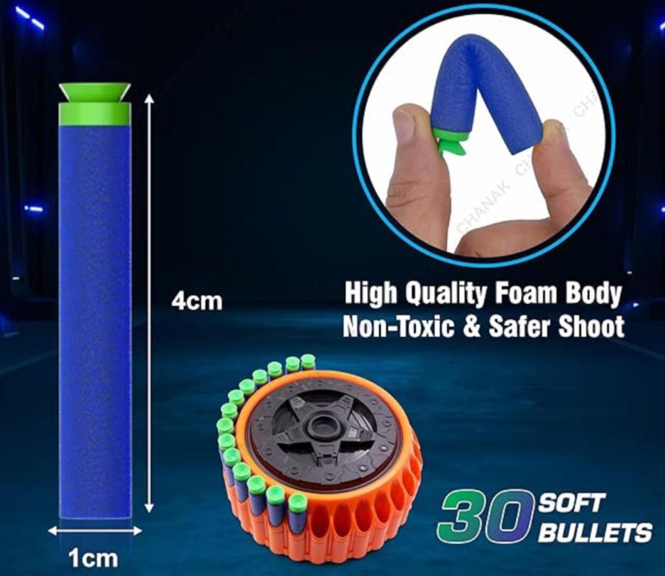 Street Viper Big Blaster Motorized Dart Gun Toy Includes 30 Soft Foam Bullet Darts, 60-Foot Firing Range, Rechargeable Electric Battery Design for Boys Girls, Above 5+ Age(Black-Orange) - Image 4