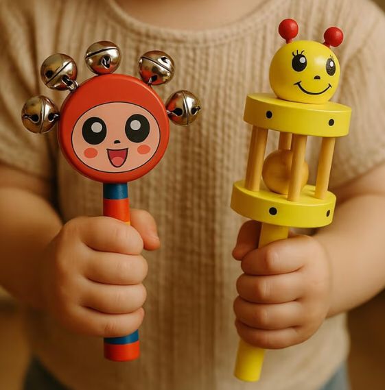 Jhunjhuna Wooden Toy jhunjhuna Wooden Non Toxic Colourful Rattle Toys for New Born Baby, Musical Infant Toy, / Dugi Dugi Rattle Sweet Cuddle Infant of JhunJhuna/lakdi ka jhunjhuna