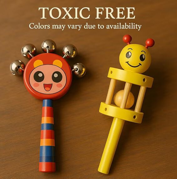 Jhunjhuna Wooden Toy jhunjhuna Wooden Non Toxic Colourful Rattle Toys for New Born Baby, Musical Infant Toy, / Dugi Dugi Rattle Sweet Cuddle Infant of JhunJhuna/lakdi ka jhunjhuna - Image 4